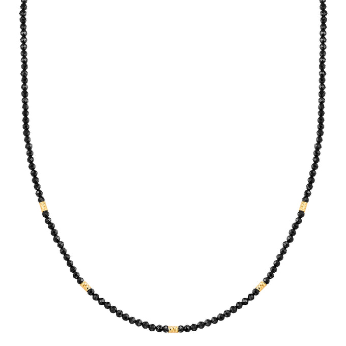 Kette Sterling Silber gelbgold Spinell schwarz