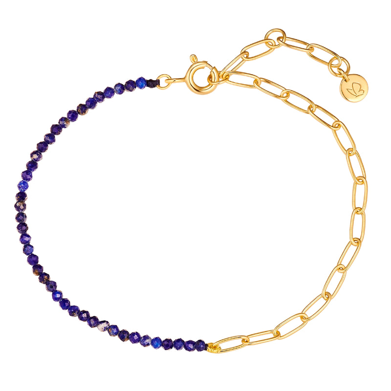 Armband Sterling Silber gelbgold Lapislazuli blau