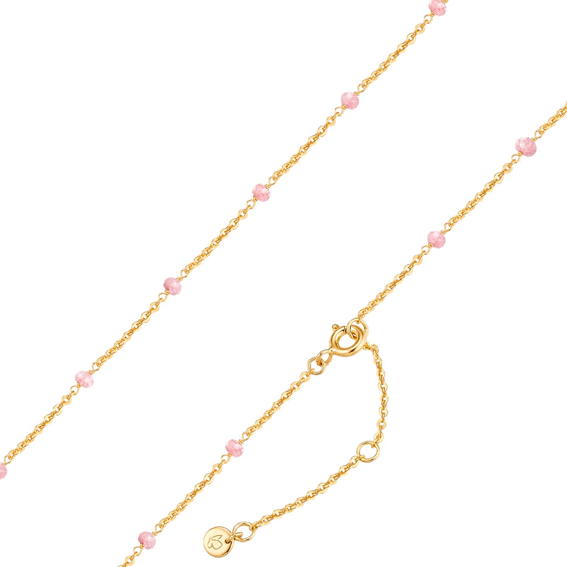 Kette Sterling Silber gelbgold Kunzit rosa