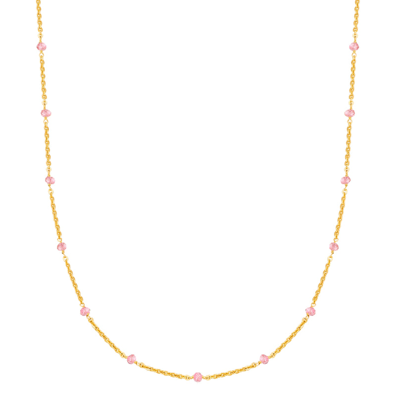 Kette Sterling Silber gelbgold Kunzit rosa