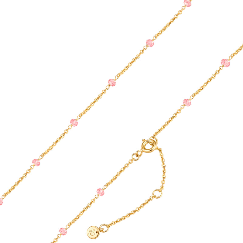 Kette Sterling Silber gelbgold Erdbeerquarz
