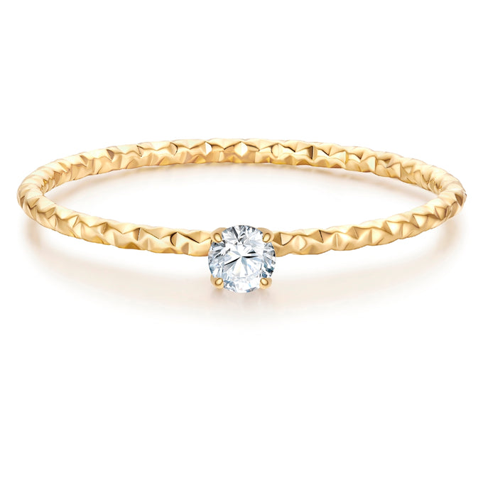 Ring Edelstahl gelbgold Zirkonia weiß