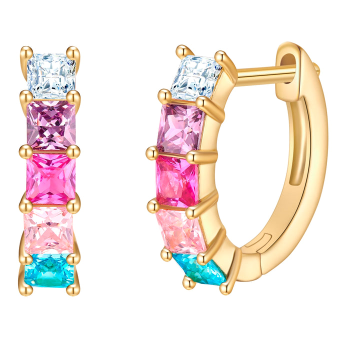 Creolen gelbgold Zirkonia bunt