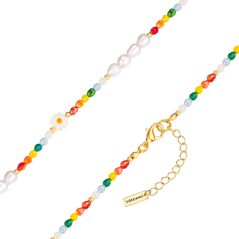 Kette gelbgold Süßwasser-Zuchtperle weiß