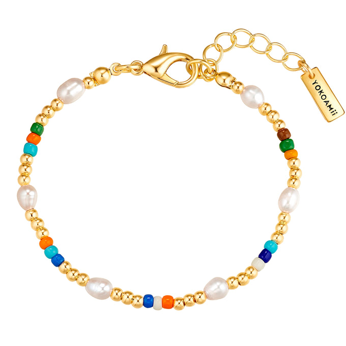 Armband gelbgold Süßwasser-Zuchtperle weiß