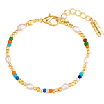Armband gelbgold Süßwasser-Zuchtperle weiß
