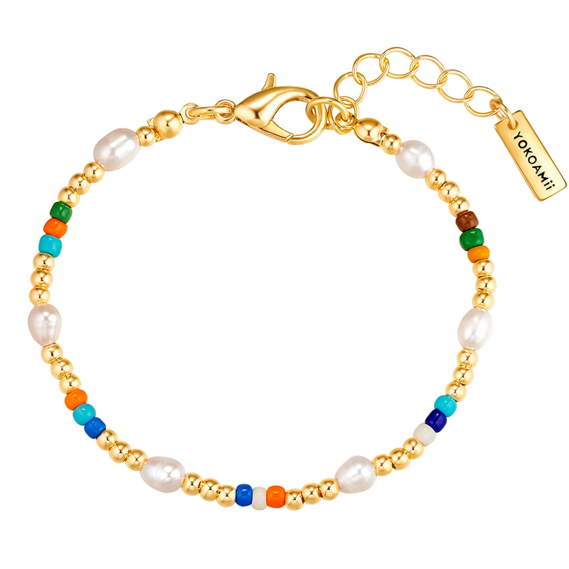 Armband gelbgold Süßwasser-Zuchtperle weiß