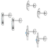 3er Set Ohrstecker Zirkonia weiß blau