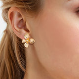 Ohrstecker gelbgold Perle (synth.) weiß
