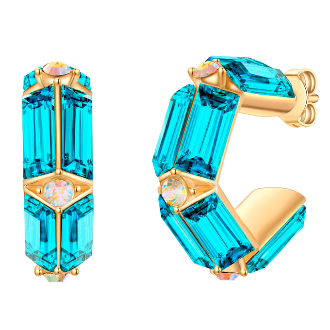 Creolen gelbgold Glaskristall blau