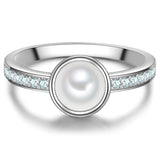 Ring Sterling Silber Muschelkernperle weiß Zirkonia weiß