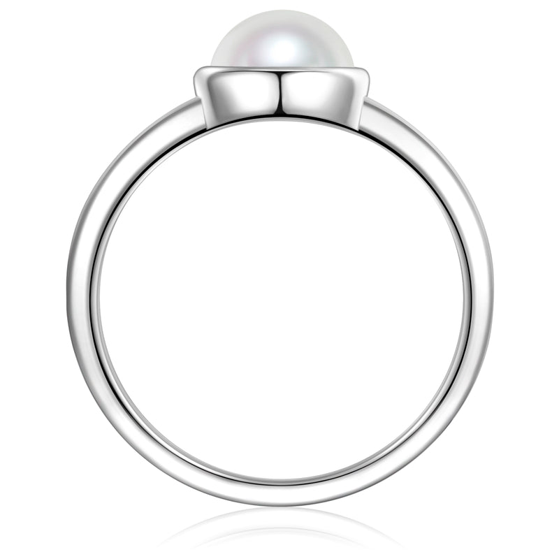 Ring Sterling Silber Muschelkernperle weiß Zirkonia weiß