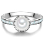 Ring Sterling Silber Muschelkernperle weiß Zirkonia weiß
