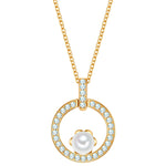 Kette mit Anhänger Sterling Silber gelbgold Muschelkernperle weiß Zirkonia weiß