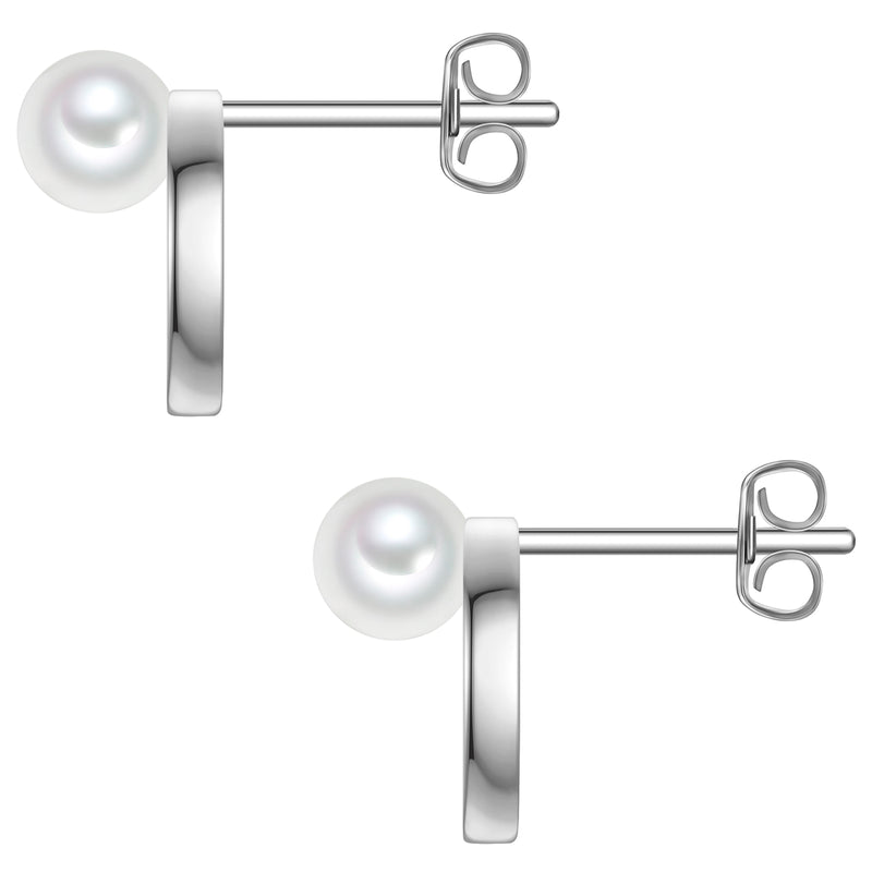 Ohrstecker Sterling Silber Muschelkernperle weiß Zirkonia weiß