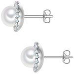 Ohrstecker Sterling Silber Muschelkernperle weiß Zirkonia weiß