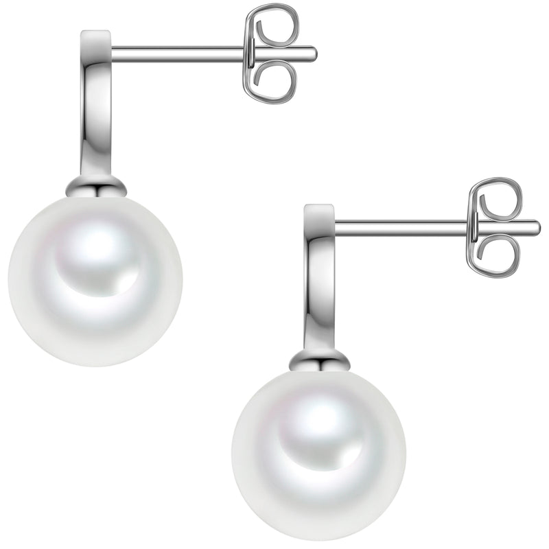 Ohrstecker Sterling Silber Muschelkernperle weiß Zirkonia weiß