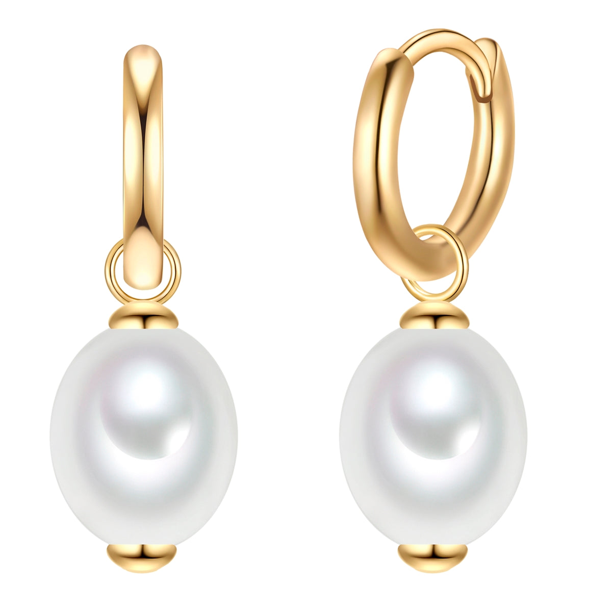 Creolen Sterling Silber gelbgold Muschelkernperle weiß