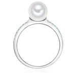 Ring Sterling Silber Muschelkernperle weiß Zirkonia weiß