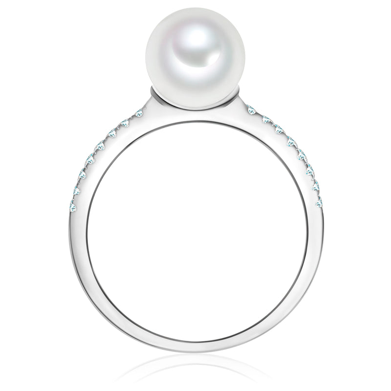 Ring Sterling Silber Muschelkernperle weiß Zirkonia weiß