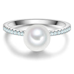 Ring Sterling Silber Muschelkernperle weiß Zirkonia weiß