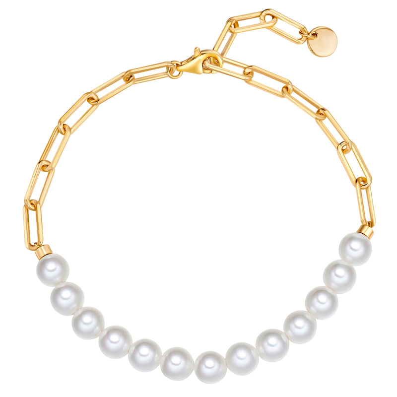 Armband Sterling Silber gelbgold Muschelkernperle weiß