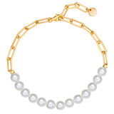 Armband Sterling Silber gelbgold Muschelkernperle weiß