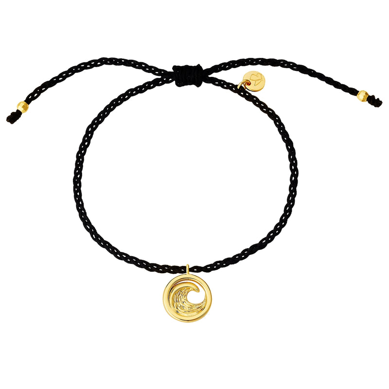 Armband Sterling Silber gelbgold Textil (schwarz)