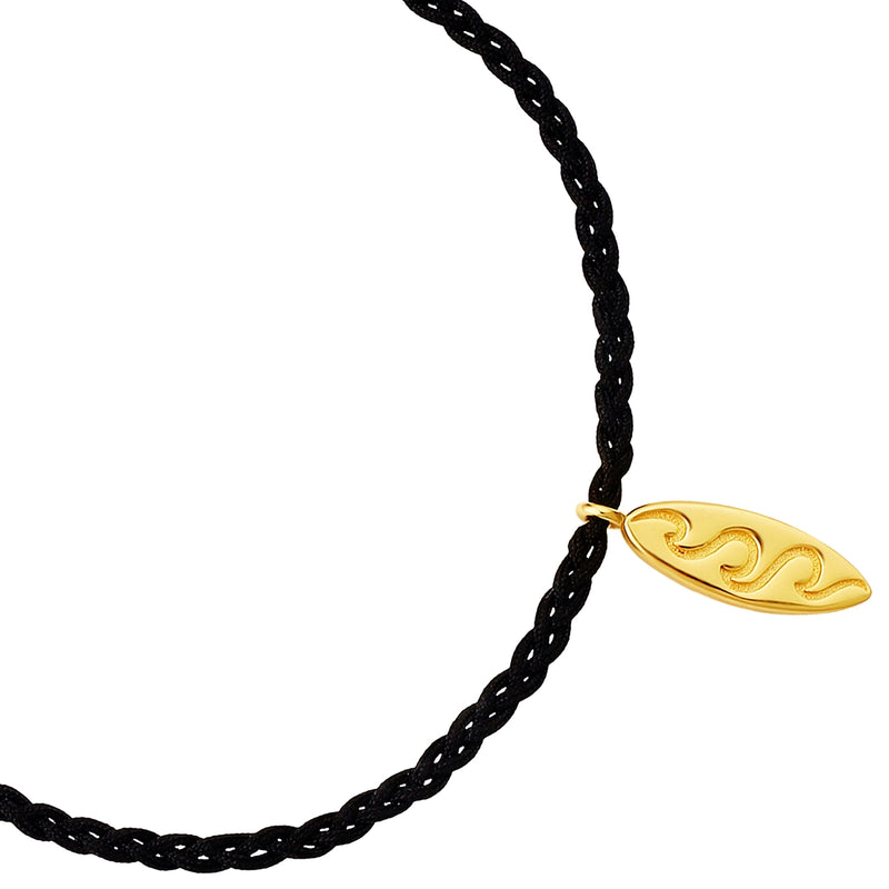 Armband Sterling Silber gelbgold Textil (schwarz)