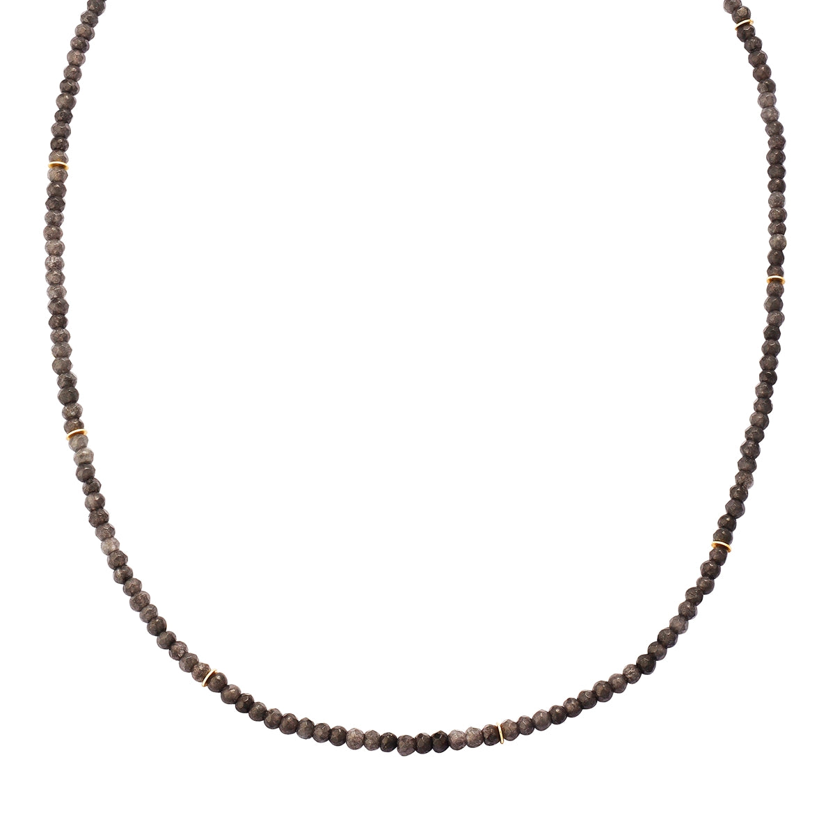 Kette Sterling Silber gelbgold Chalcedon grau