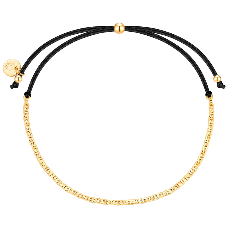 Armband Sterling Silber gelbgold Textil (schwarz)