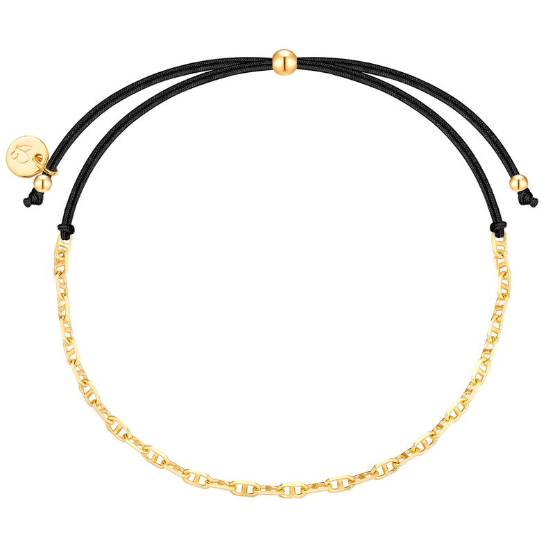 Armband Sterling Silber gelbgold Textil (schwarz)