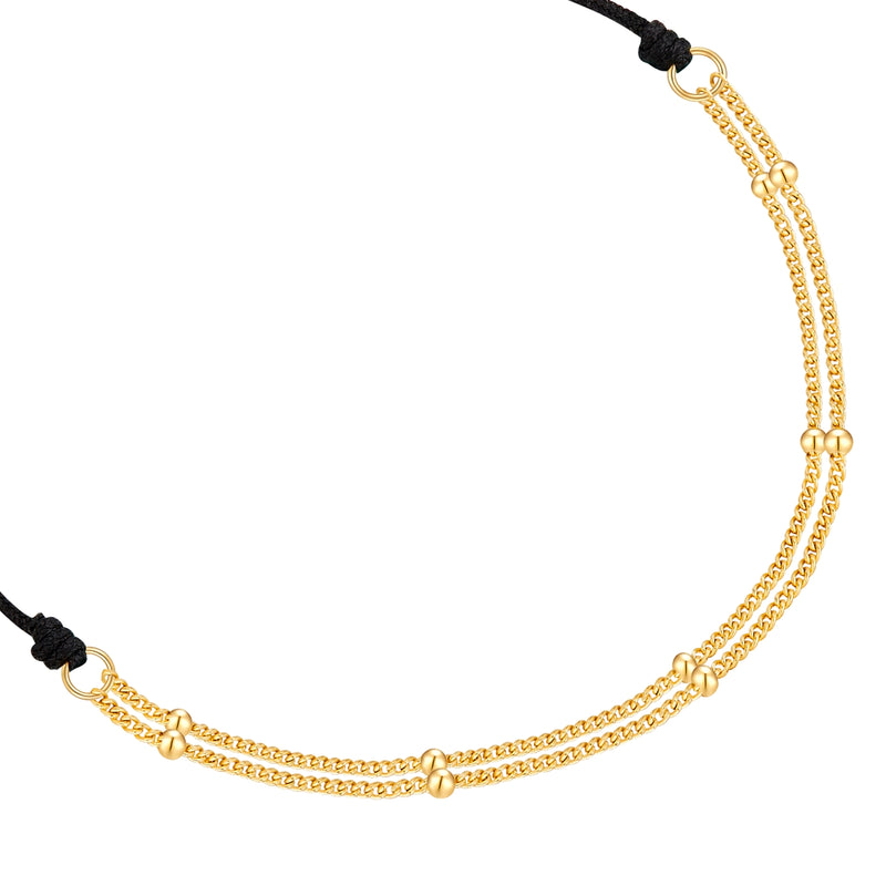 Armband Sterling Silber gelbgold Textil (schwarz)