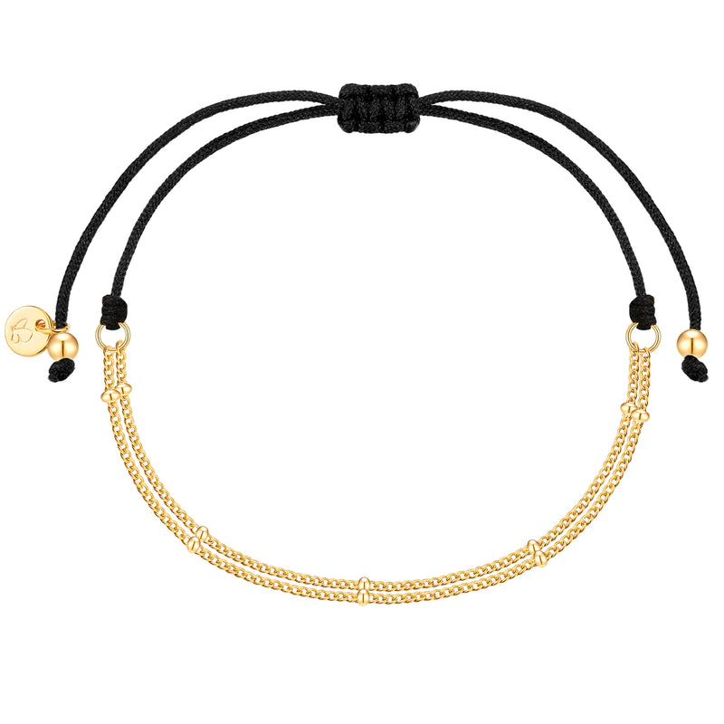 Armband Sterling Silber gelbgold Textil (schwarz)