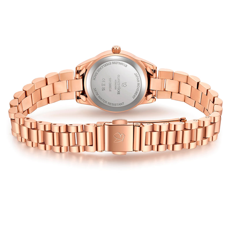 Damen Quarzuhr roségold Edelstahl roségold