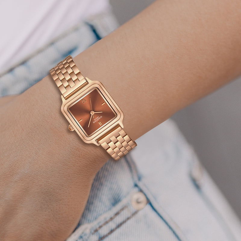 Damen Quarzuhr roségold Edelstahl roségold