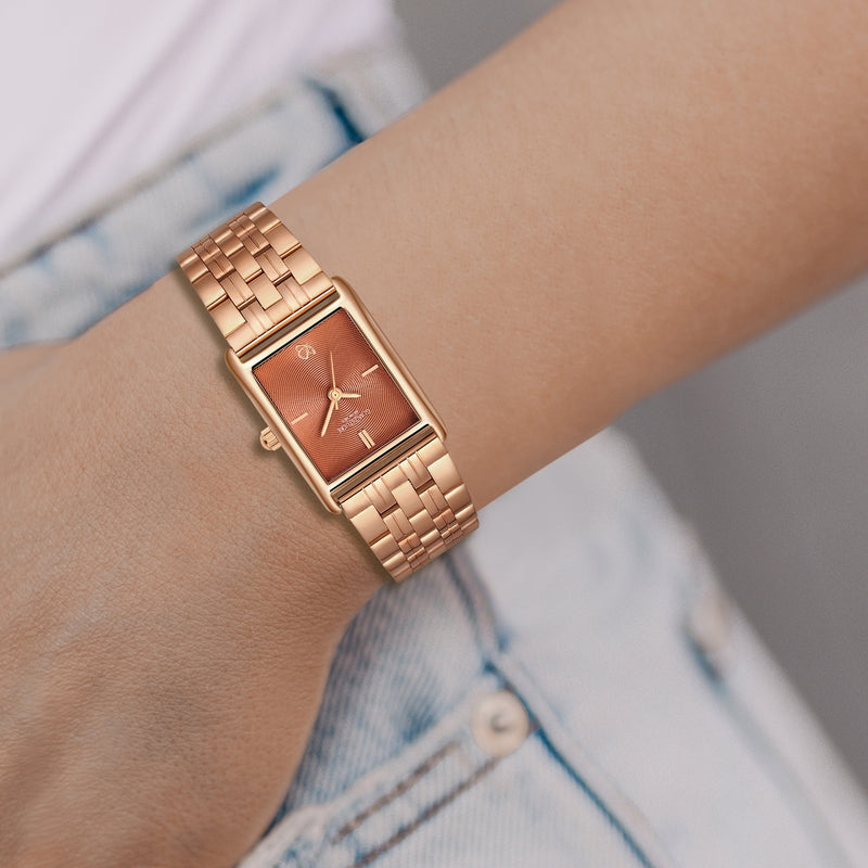 Damen Quarzuhr roségold Edelstahl roségold