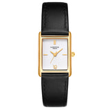 Damen Quarzuhr gelbgold Echtleder schwarz