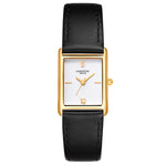 Damen Quarzuhr gelbgold Echtleder schwarz