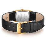 Damen Quarzuhr gelbgold Echtleder schwarz