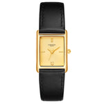 Damen Quarzuhr gelbgold Echtleder schwarz