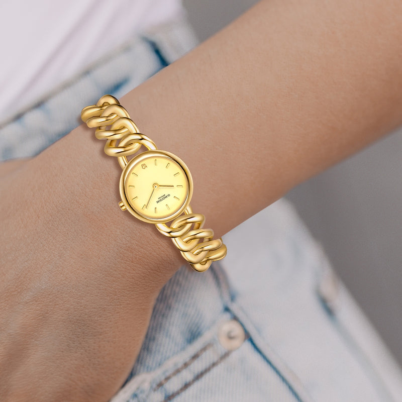Damen Quarzuhr gelbgold Edelstahl gelbgold