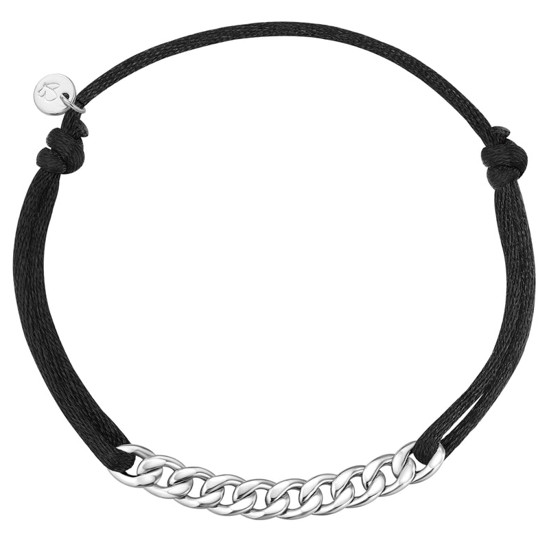 Armband Sterling Silber Textil (schwarz)