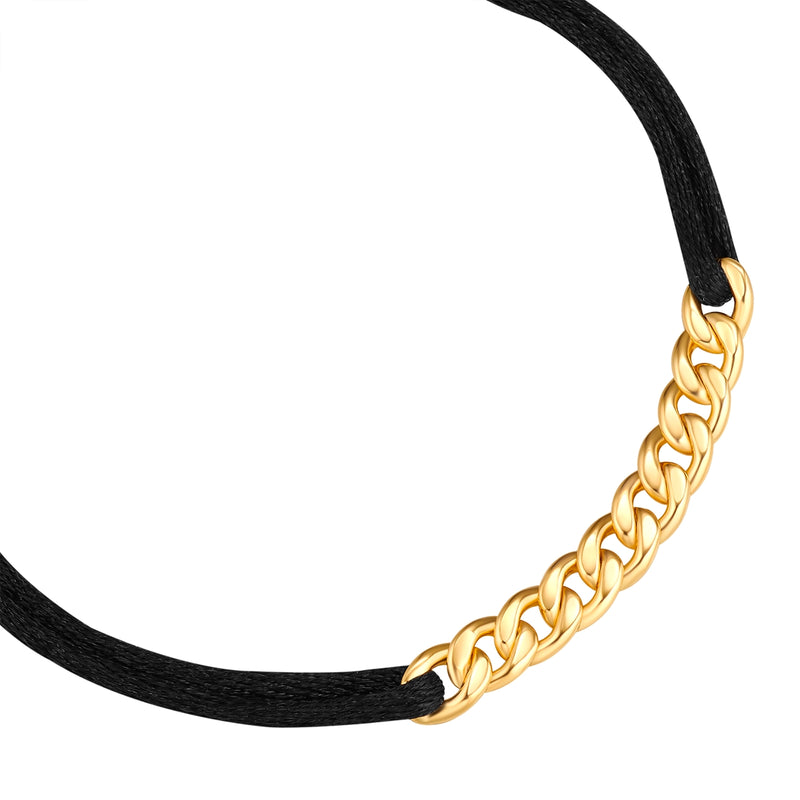 Armband Sterling Silber gelbgold Textil (schwarz)