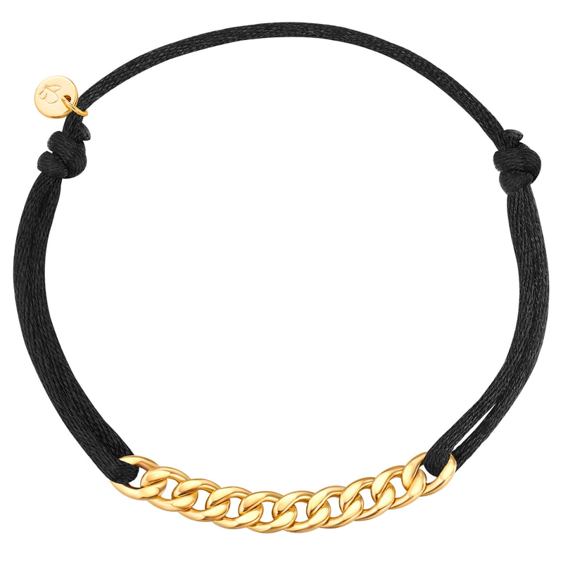 Armband Sterling Silber gelbgold Textil (schwarz)