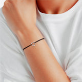 Armband Sterling Silber Textil (schwarz) Zirkonia weiß
