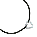 Armband Sterling Silber Textil (schwarz) Zirkonia weiß