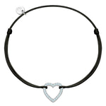 Armband Sterling Silber Textil (schwarz) Zirkonia weiß