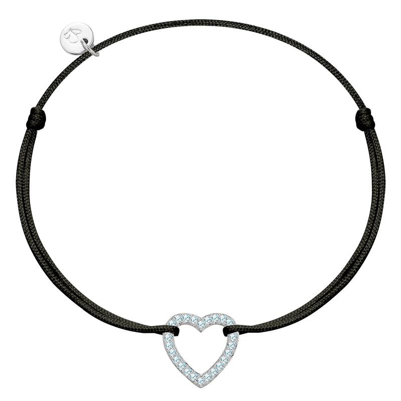 Armband Sterling Silber Textil (schwarz) Zirkonia weiß