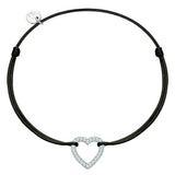Armband Sterling Silber Textil (schwarz) Zirkonia weiß